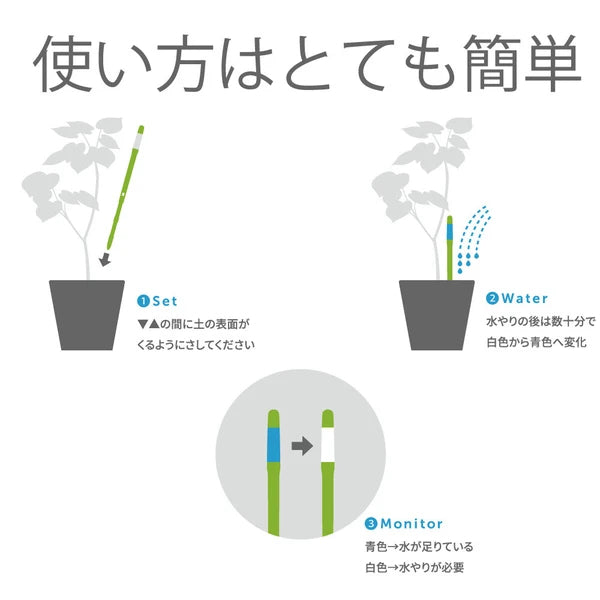 サスティー 水やりチェッカー S M L 白 緑 黒
